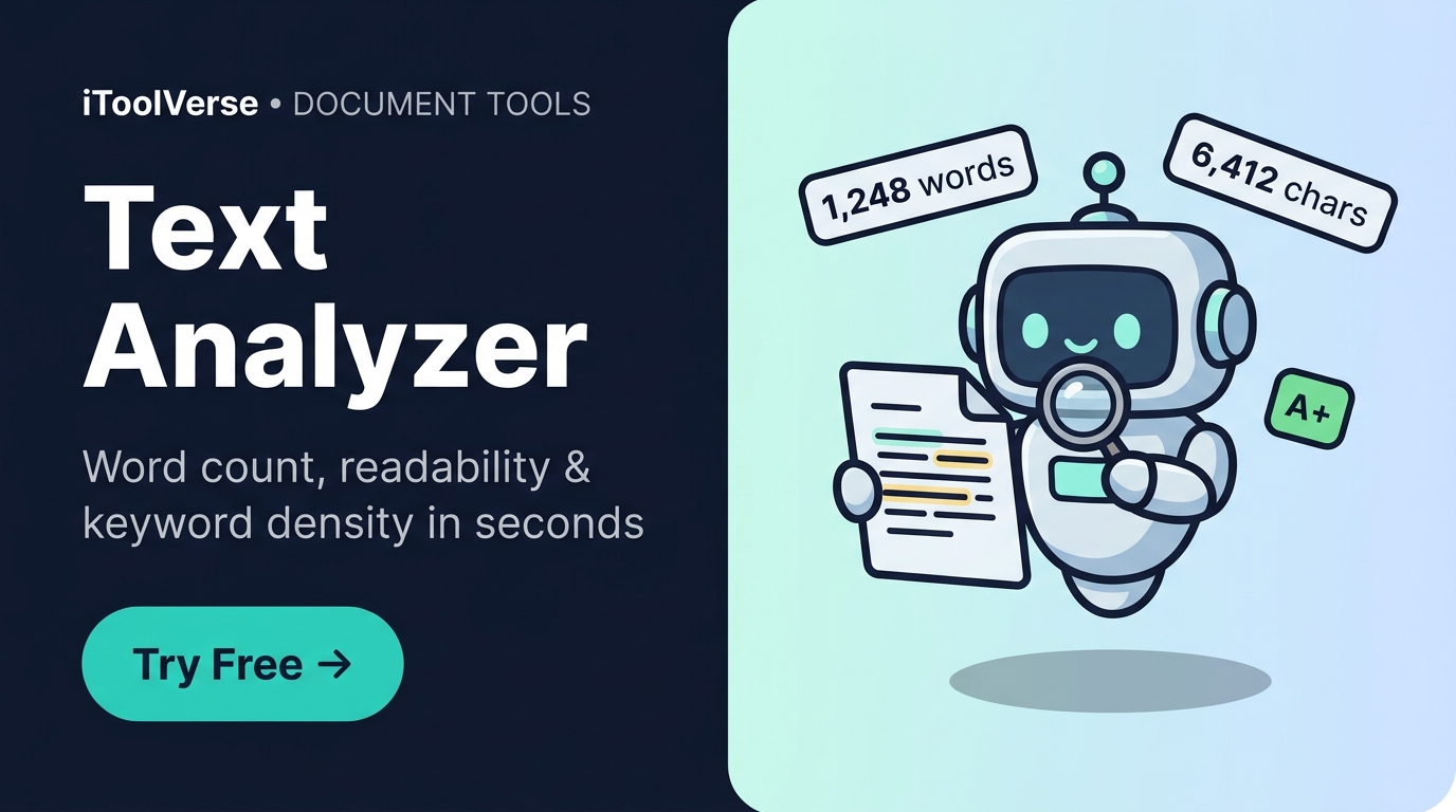 Text Analyzer - Count Words, Characters & Reading Time | iToolVerse